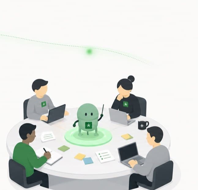 Shared team agent pattern with people working around one shared agent.